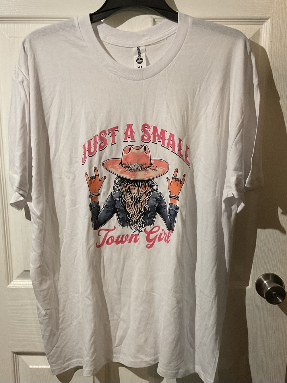 Just A Small Town Girl Oversized Graphic Tee - White